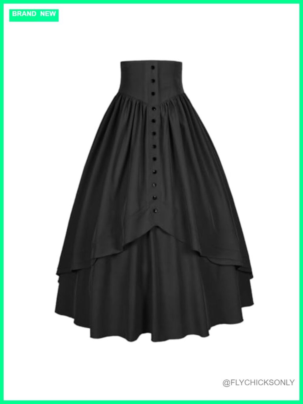 Womens Victorian High Waisted Renaissance Maxi Skirt A-Line Layered